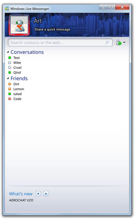 A screenshot of Aerochat's main window.